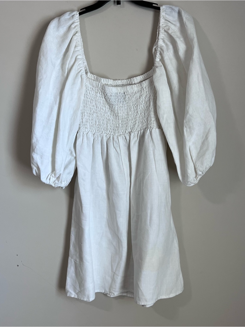 Tuckernuck 100% linen smocked mini dress white Sz‎ XS
